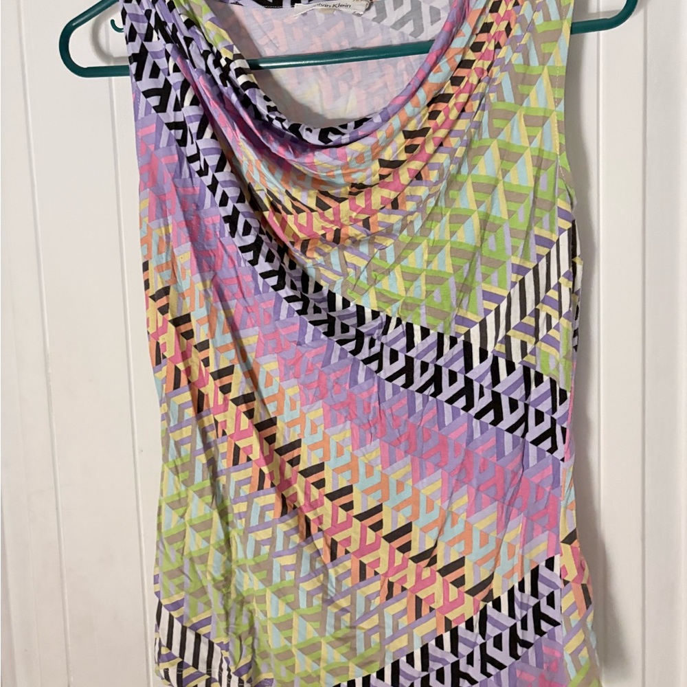 Calvin Klein Pastel Multicolor Abstract Top- Size XS